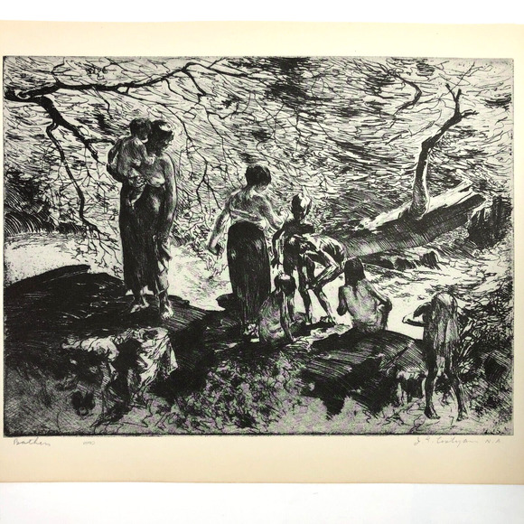 John E Costigan "Bathers" Art 1930s Print Treasury Collection Sketch Vintage - Picture 2 of 12